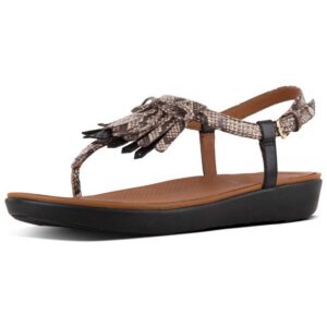 Fitflop Tia Fringe Toe EU 36 Taupe Snake / Black