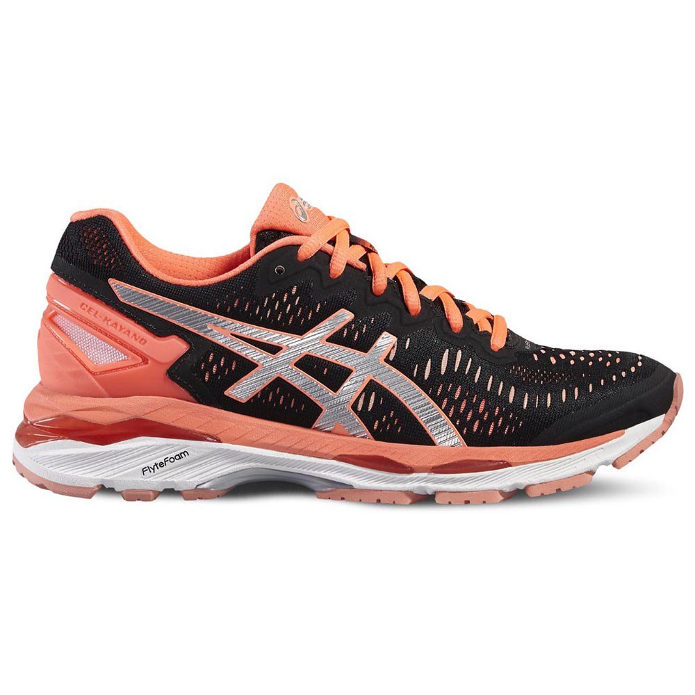 Asics Gel Kayano 23 EU 35 1/2 Black / Silver / Flash Coral