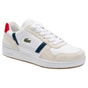 Lacoste T-clip Tricolour Leather Suede EU 40 1/2 White / Navy / Red